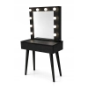 Toaletka z lustrem "LENA BLACK "mat, 75cm, bukowe czarne nóżki