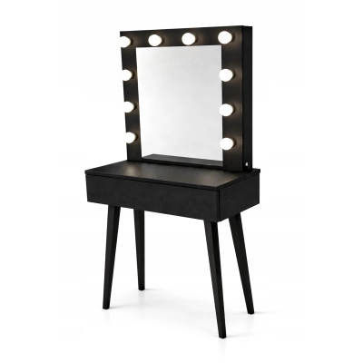 Toaletka z lustrem "LENA BLACK "mat, 75cm, bukowe czarne nóżki