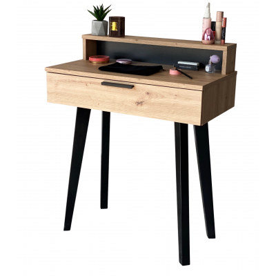 Toaletka / konsola "LENA PLUS" dąb artisan 75cm, bukowe czarne nóżki