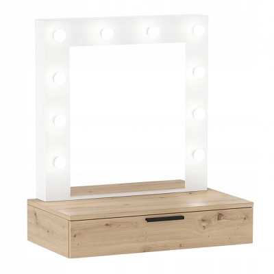 Toaletka z lustrem "LENA ART WHITE " dąb artisan + biały, 75cm, wisząca